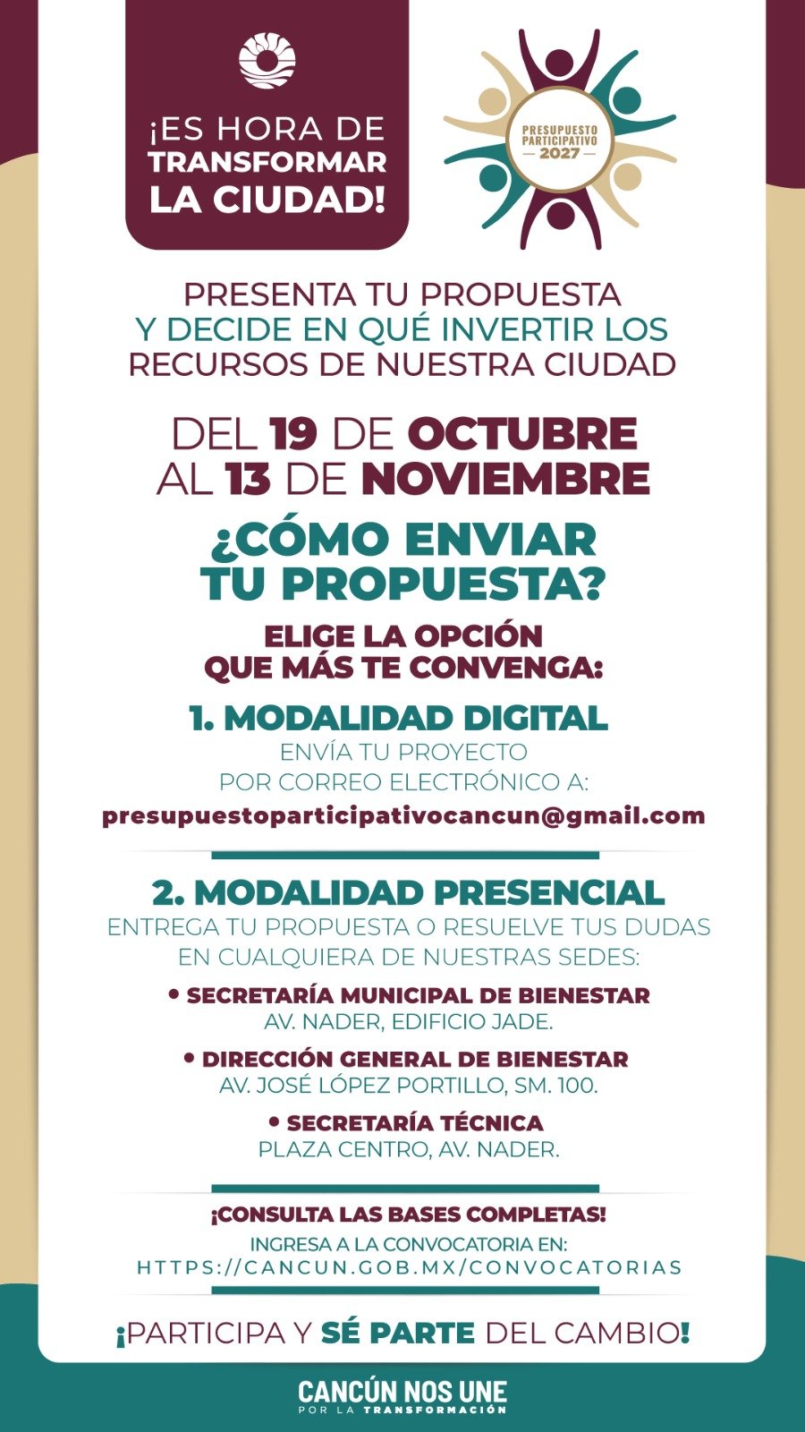 PUBLICA AYUNTAMIENTO DE BJ CONVOCATORIA DEL PRESUPUESTO PARTICIPATIVO 2027