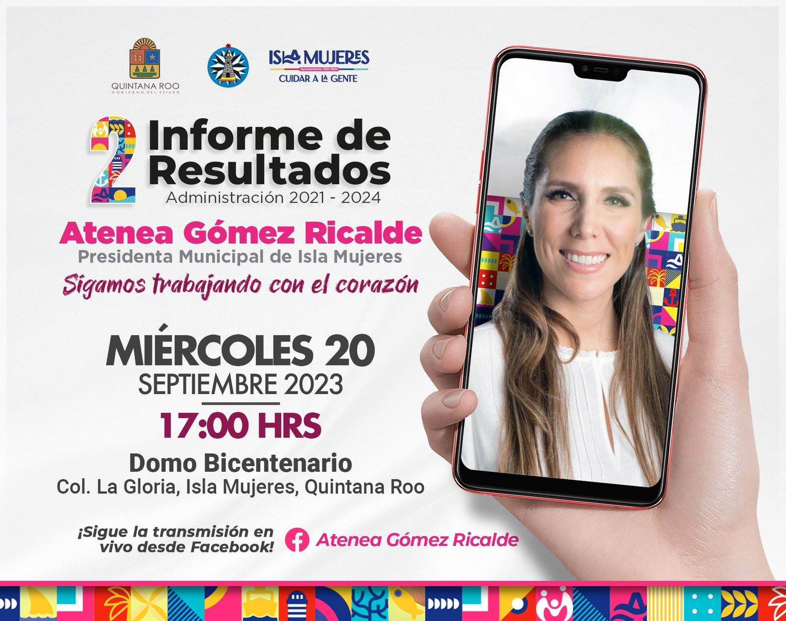 ATENEA GÓMEZ RICALDE INVITA AL PUEBLO ISLEÑO A LA PRESENTACIÓN DE SU SEGUNDO INFORME DE RESULTADOS