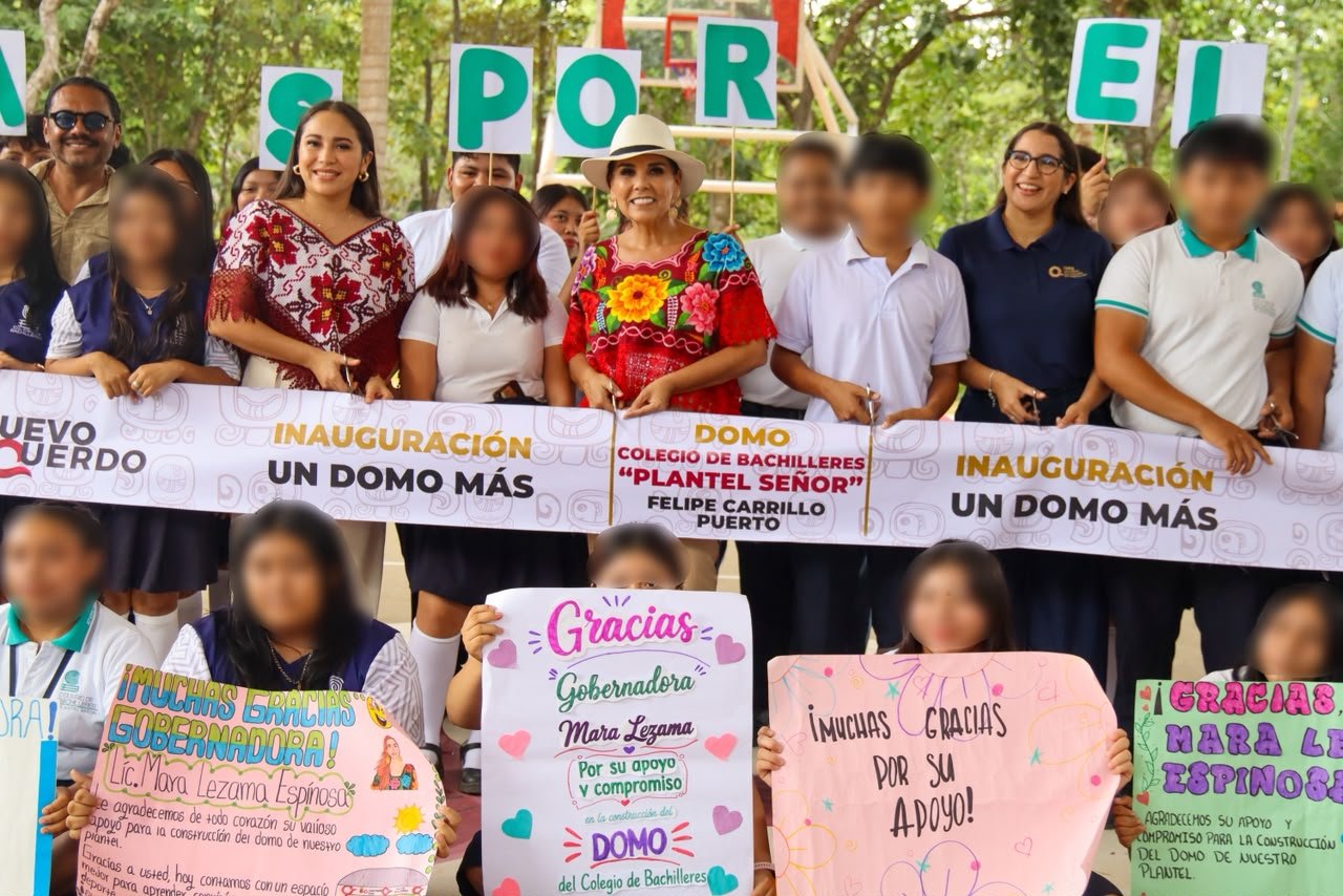 INAUGURA MARA LEZAMA DOMO EN EL COBACH DE SEÑOR Y EXHORTA A JÓVENES A DECIR NO A LAS DROGAS Y AL ALCOHOL