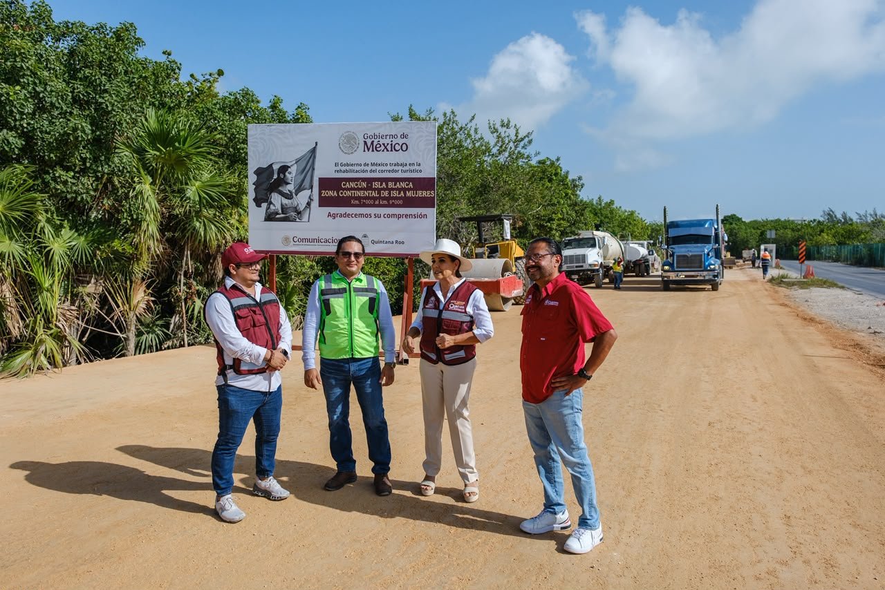 SUPERVISA MARA LEZAMA MODERNIZACIÓN DE LA CARRETERA CANCÚN–ISLA BLANCA, OBRA QUE ALCANZA 30% DE AVANCE