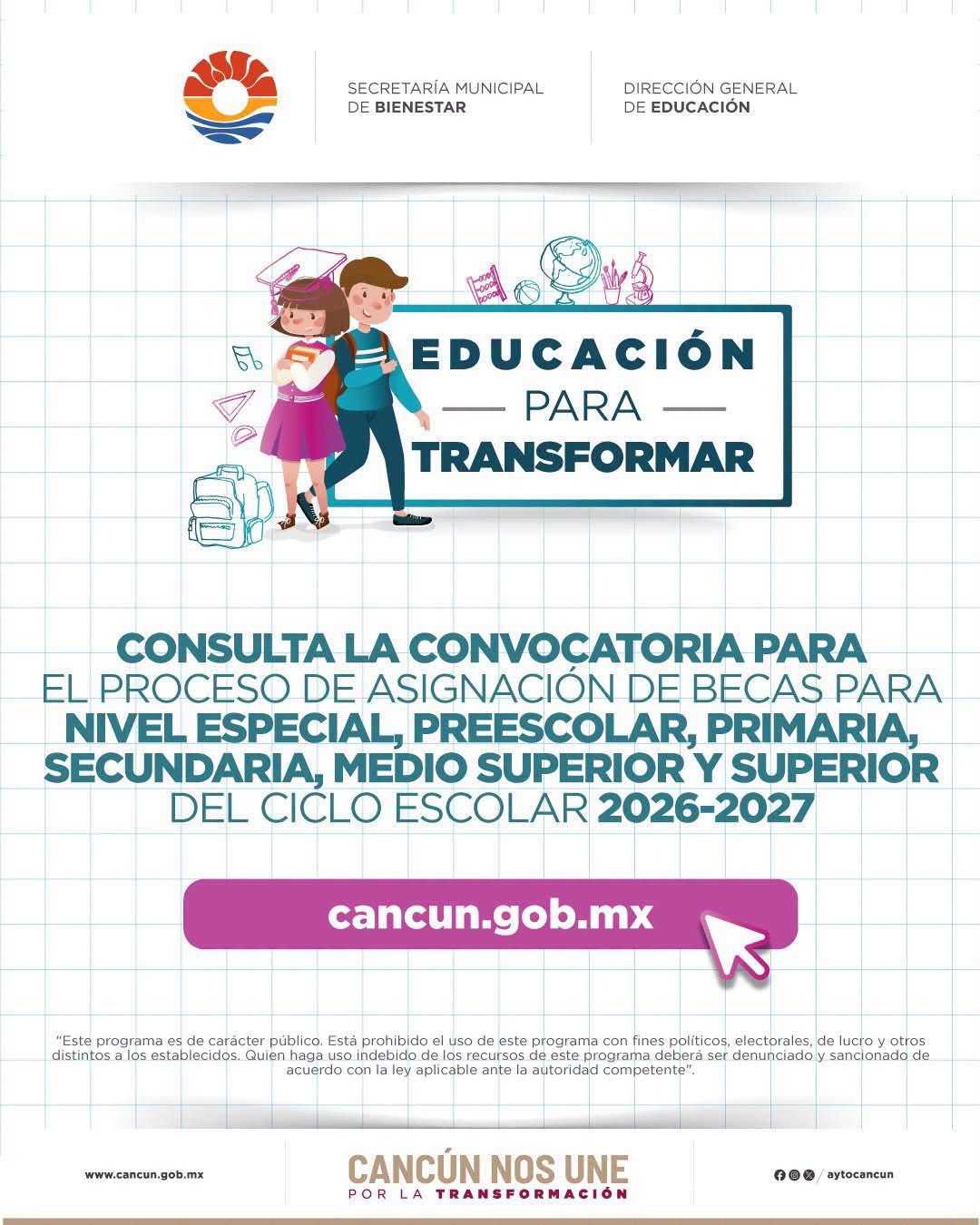 PRESENTAN AYUNTAMIENTO DE BJ CONVOCATORIA PARA BECAS “EDUCACIÓN PARA TRANSFORMAR” 2026-2027